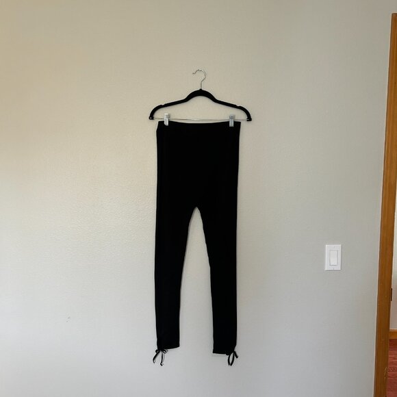 BLACK VERY  HIGH WAIST,  WARM LEGGINGS WITH BOWS ON ANKLES     SIZE XL - Picture 7 of 7